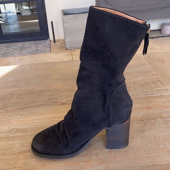 Free People Elle Block Heel Boot Black Suede US 8 NEW - Picture 9 of 12